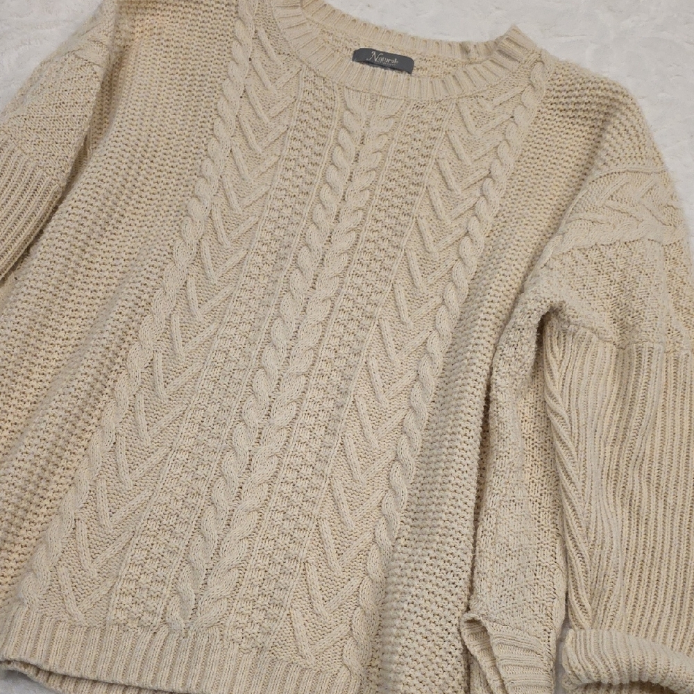 Natural Reflections Beige Cable Knit Sweater